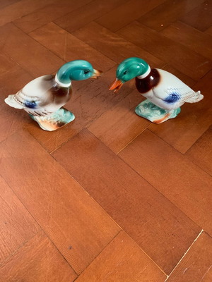 Διακοσμητικές αγγλικές πάπιες vintage από κεραμική πορσελάνη, σετ 2 τεμαχίων