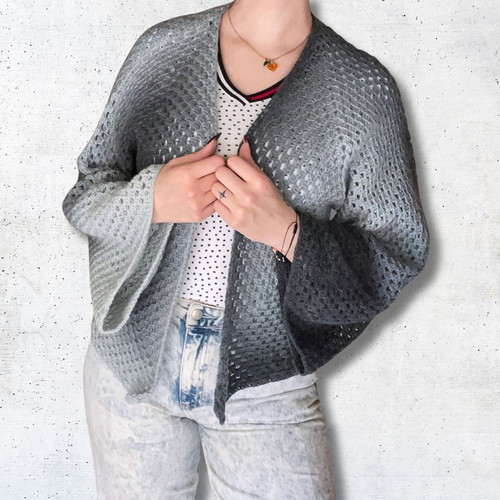 Twin Moons handmade gray ombre cardigan size M
