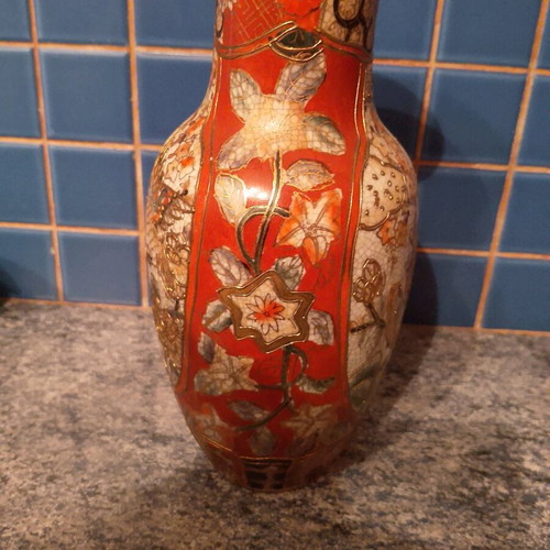 Decorative Chinese vase vintage with handpainted design used