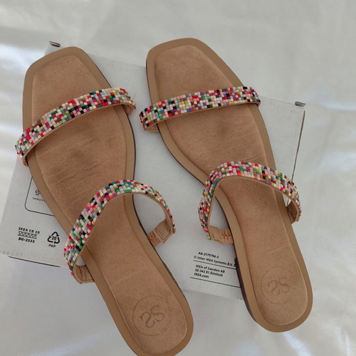 Sfera flat sandals like new with colorful stones, size 40