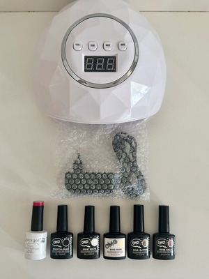 Set for semi-permanent with UV/LED lamp and 5 x 8 mL, 1 x 7.5 mL nail polish new
