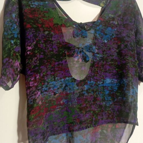 Vintage sheer top with bows, like new, multicolor, M-L
