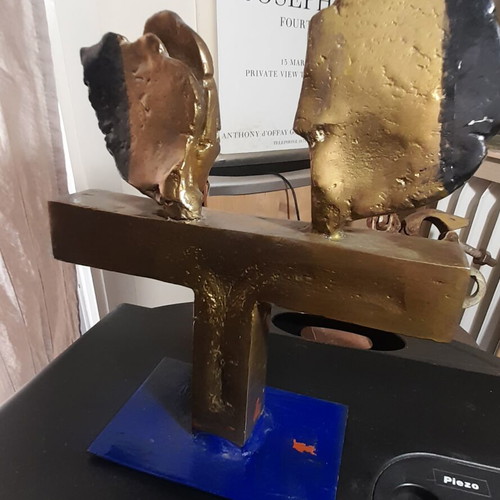 Bernardakis metal sculpture like new, rare bronze on iron base