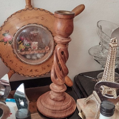 Handmade wooden candlestick like new