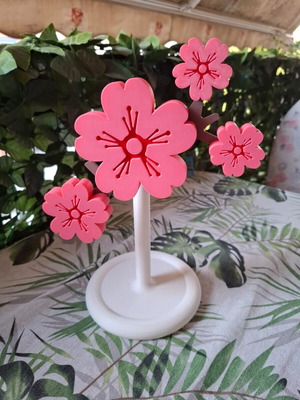 Стойка за слушалки Cherry Blossom нова с розов флорален дизайн