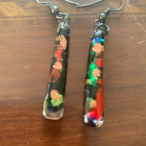 Liquid glass earrings, multicolored