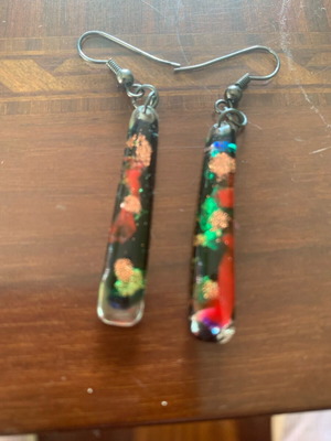 Liquid glass earrings, multicolored