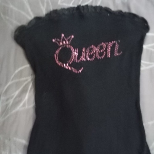 Lynne strapless top used, black and pink, size S