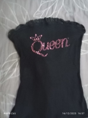Lynne strapless top used, black and pink, size S