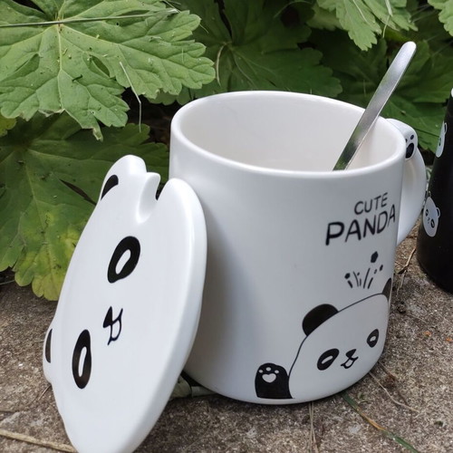 Panda Mug with Lid and Spoon new