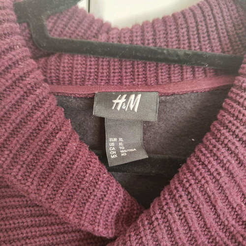 H&M sweatshirt with knitted details like new, red and purple, size XL