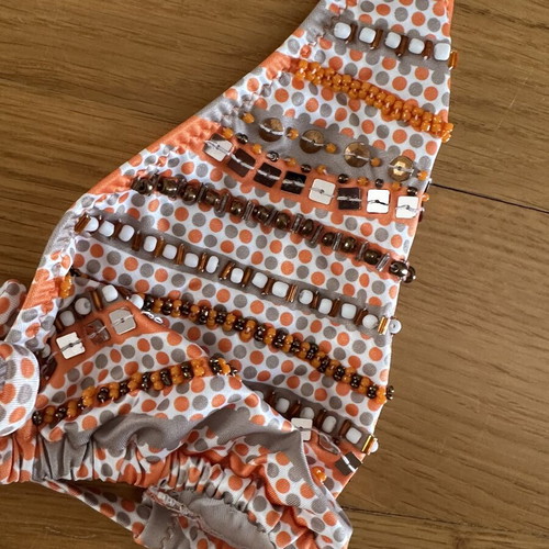 Oceanica bikini with embroidered top, size M, white and orange