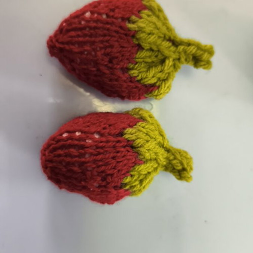 Handmade knitted strawberries with new wool and filling