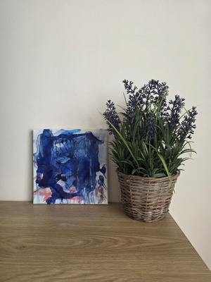 Blue Botanical Dream original mixed media painting, new