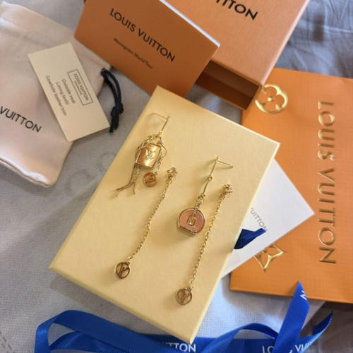 Louis Vuitton stainless steel earrings, rare sold out design, gold tone