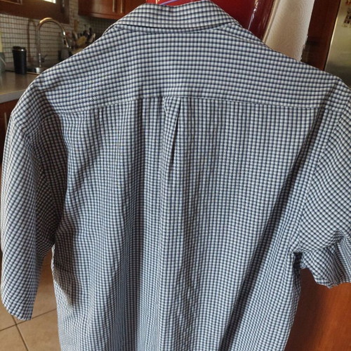 Poli Gianni XXL men's checked short-sleeve shirt navy white like new