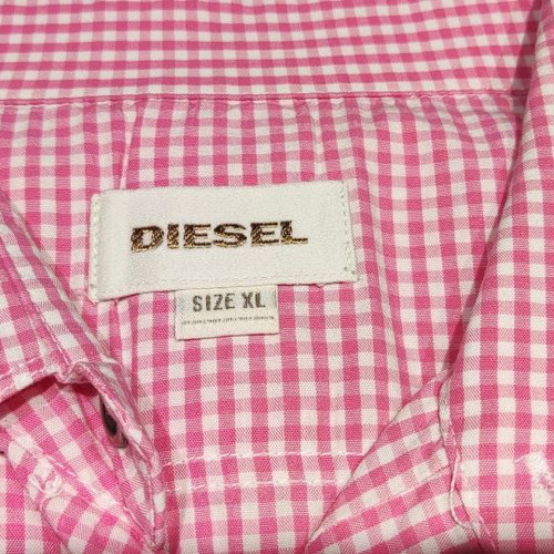 Diesel Short-Sleeve Shirt Used XL Checkered White-Pink