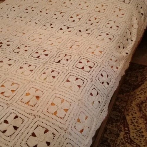 Vintage crocheted handmade blanket unused