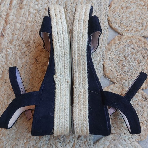 Espadrille-style platform sandals, size 37, black