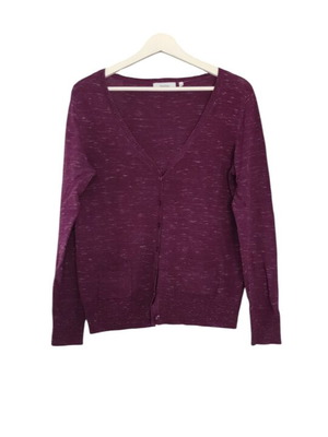 Cotton cardigan with pockets and buttons like new, purple, sizes M L