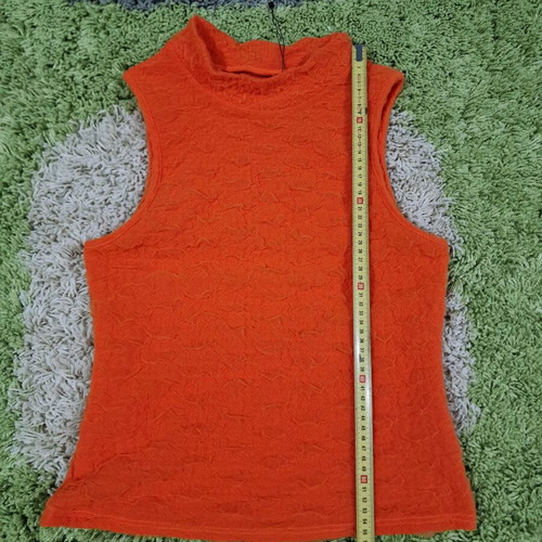 Topshop bright orange high neck top with lace details, new size L
