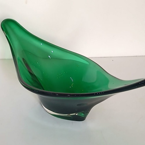 Murano Bowl Gondola Fruit Bowl 1960-1970 emerald green, like new