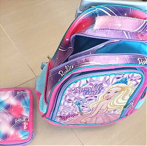Σχολική τσάντα (Trolley) και κασετίνα Barbie 47x34