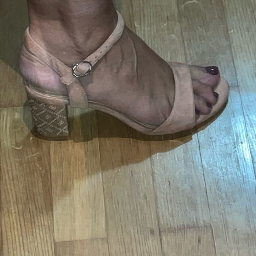Women's suede sandals pink salmon size 38 with 8.5 cm heel