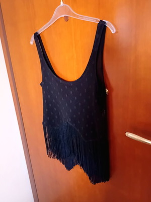 Bershka Black T-shirt with Fringes like new