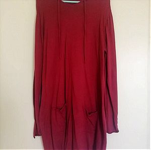Κόκκινο φόρεμα με κουκούλα size 44 (XL)