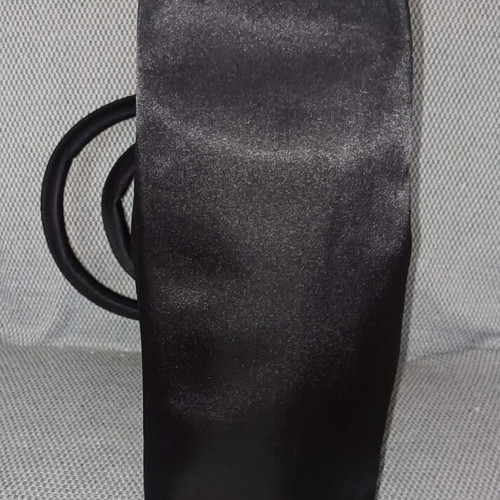 Black Satin Handbag with Lace and Small Pouch New