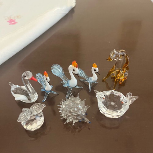Murano miniatures set of 8 like new, collectible animals and decorations