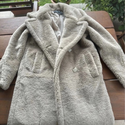 Sinsay women's beige fur coat, XS