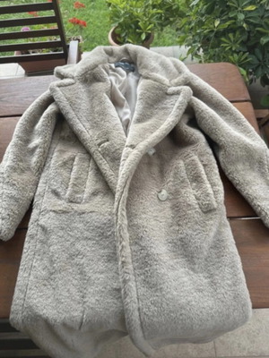 Sinsay women's beige fur coat, XS
