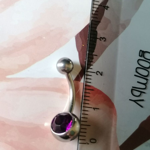 Navel piercing made of surgical steel with purple zircon new