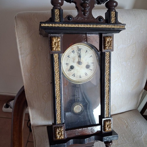 RA Antique Wall Pendulum Clock used, wooden with gold decorations