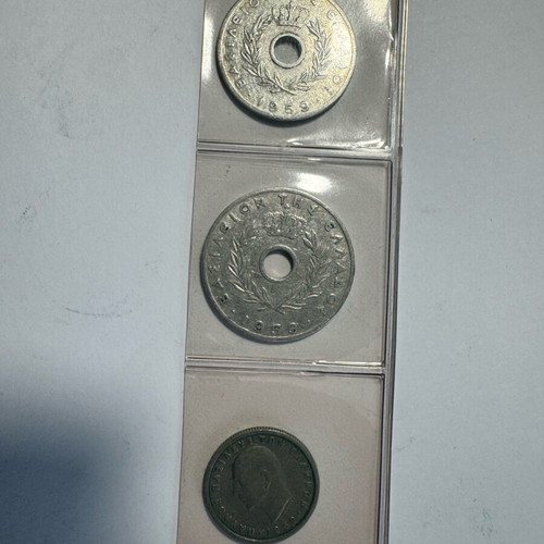 Drachma coins 1959 used, Pavlos, 10, 20, 50 lepta and 1, 2, 10 drachmas