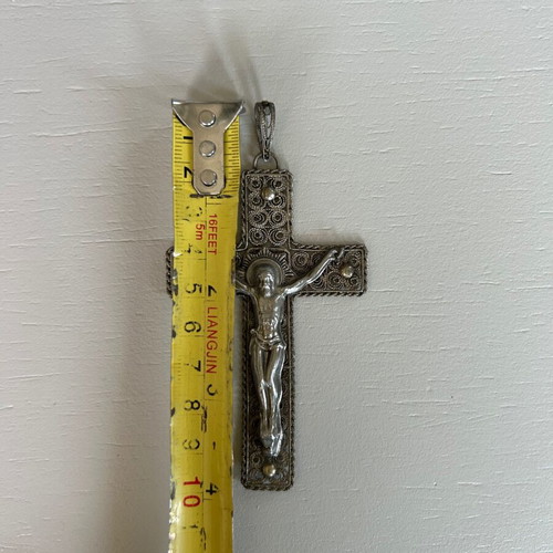 Handmade cross used with filigree decoration and crucifix Christ figure