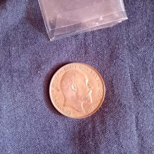 One Penny Coin 1902 from United Kingdom like new, copper