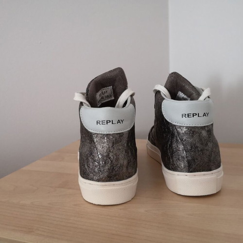 Replay women's silver-white sneakers boots like new, size 38