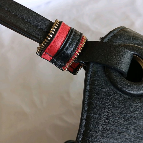 Women's shoulder bag used, black with red details