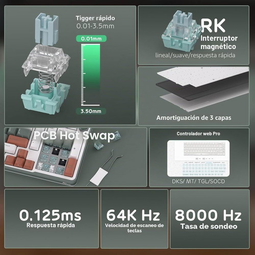 RK Royal Kludge C98 mechanical gaming keyboard new, magnetic Hall effect switches, RGB