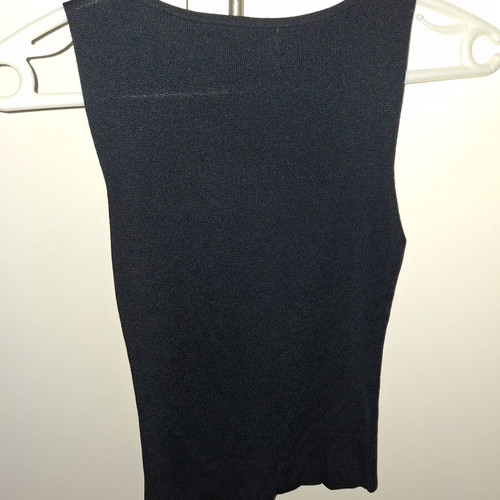 Black sleeveless top with brown leather-like design, like new, size M
