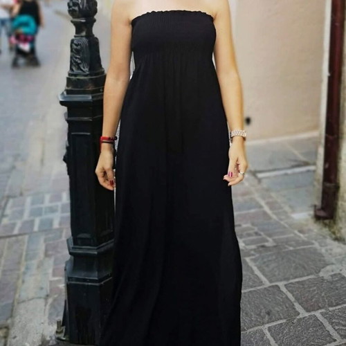 Anel dark blue strapless maxi dress like new, viscose, size small