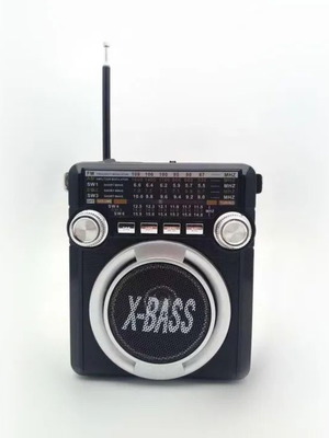Radio receiver with powerful flashlight new, black