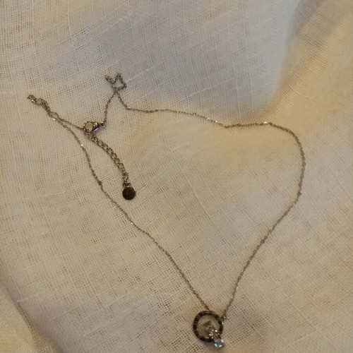 Steel necklace with crystals like new, gift box included