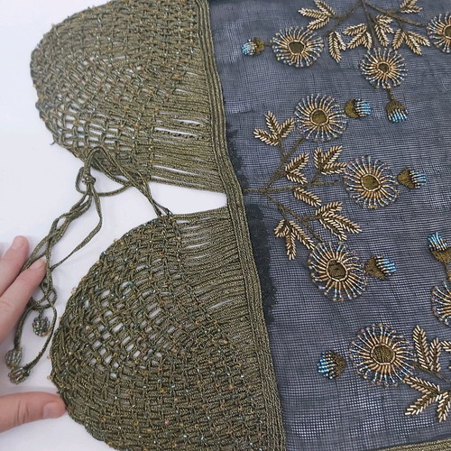 Handmade table runner with macrame and beads 40×150cm new