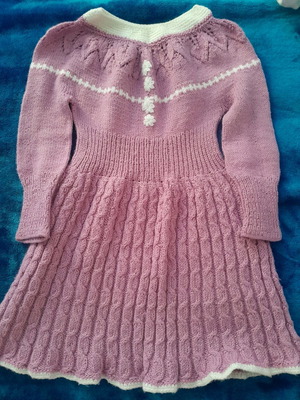 Handmade knitted dress used for girls 2-5 years pink and purple