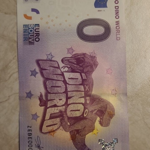 0€ banknote like new, official souvenir with dinosaur theme