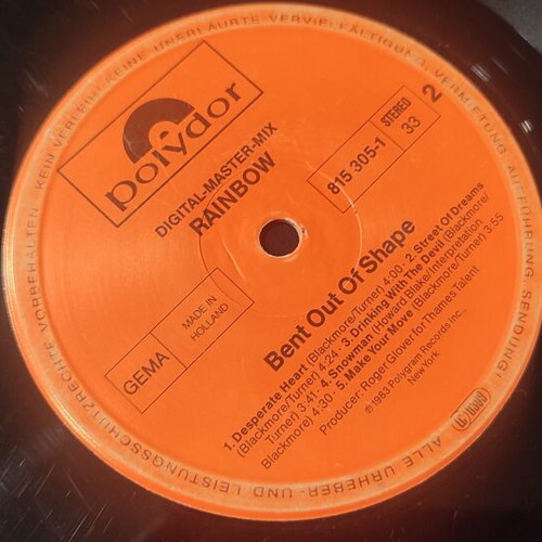 Bent Out Of Shape vinyl record used with scratches